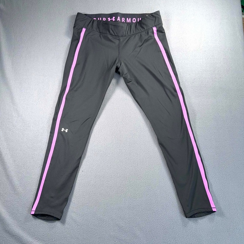 Under Armour HeatGear Leggings Womens XL Black Pink Compression Workout Pants